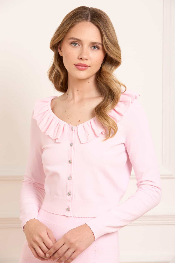 needle & thread Pointelle Trim Knit Short Cardigan