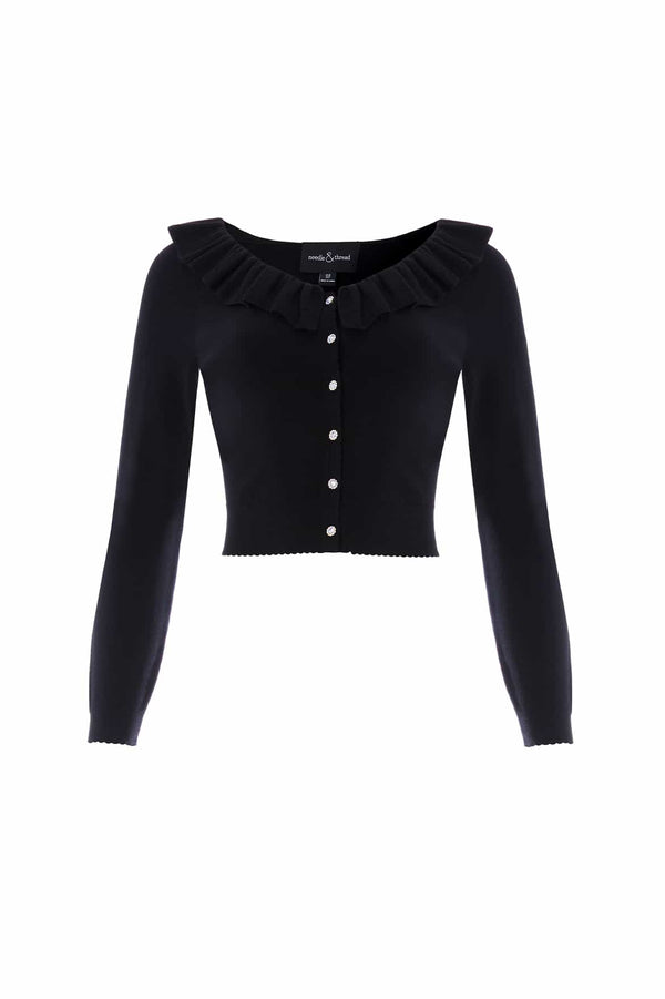 Needle & Thread Pointelle Trim Knit Short Cardigan