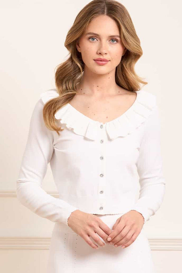 needle & thread Pointelle Trim Knit Short Cardigan