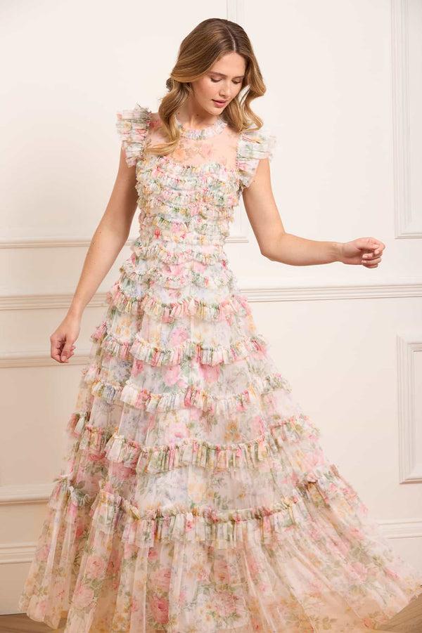 needle & thread Pompadour Garden Round Neck Gown