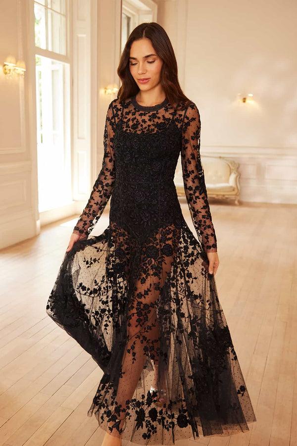 needle & thread Rosa Sheer Ankle Gown