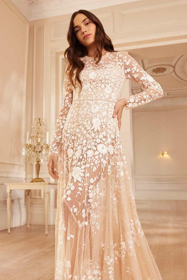 needle & thread Rosa Sheer Ankle Gown