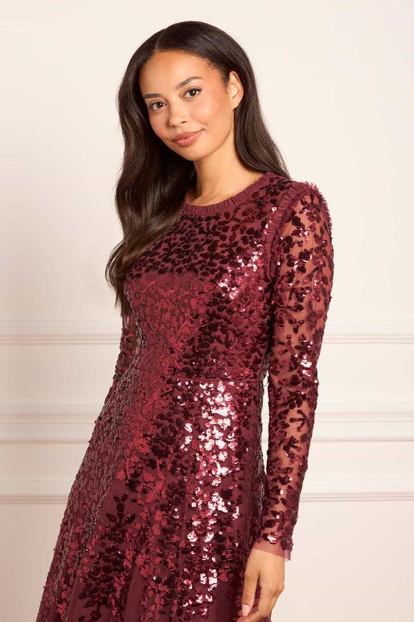 Needle & Thread Rosanna Lattice Round Neck Gown