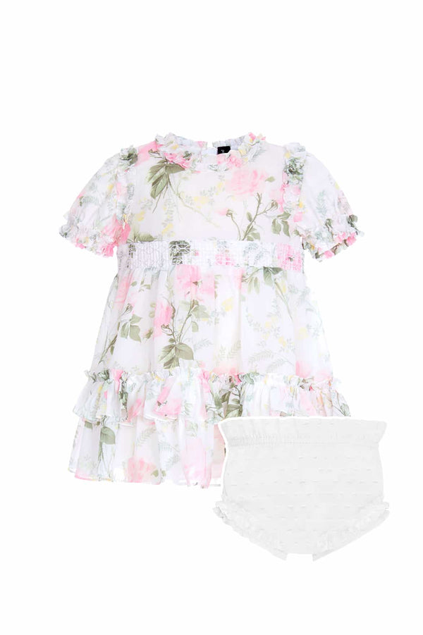 Needle & Thread Rose Chiffon Smocked Baby Dress
