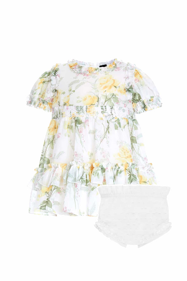 Needle & Thread Rose Chiffon Smocked Baby Dress