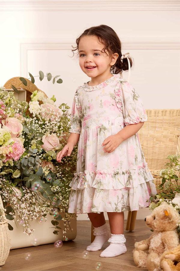 needle & thread Rose Chiffon Smocked Baby Dress
