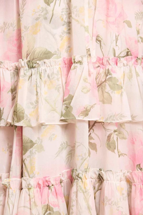 Needle & Thread Rose Chiffon Tiered Cape Ankle Gown