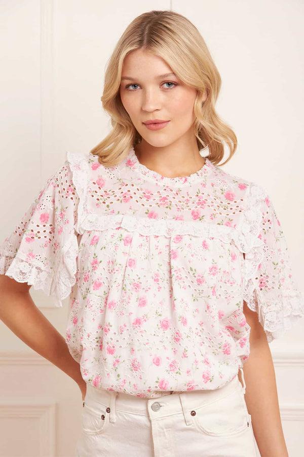 Needle & Thread Rose Ditsy Cotton Broderie Top