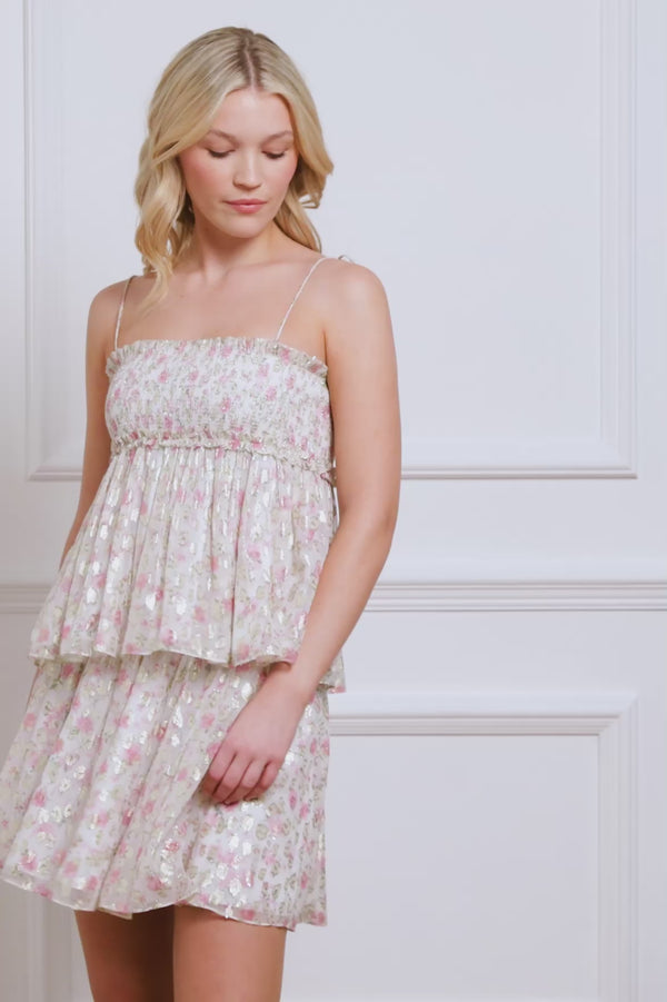 Needle & Thread Rose Ditsy Lurex Micro Mini Skirt