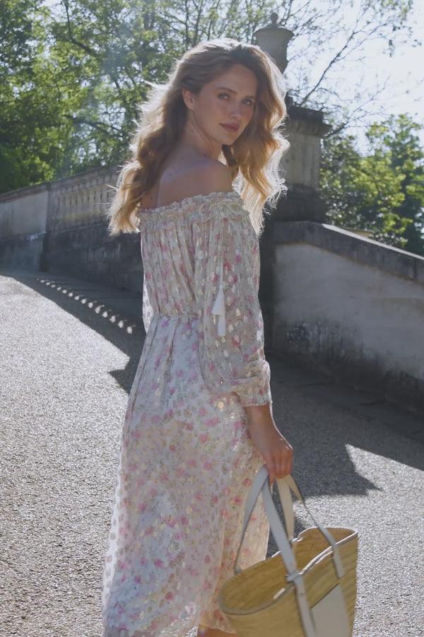 Needle & Thread Rose Ditsy Lurex Midaxi Dress