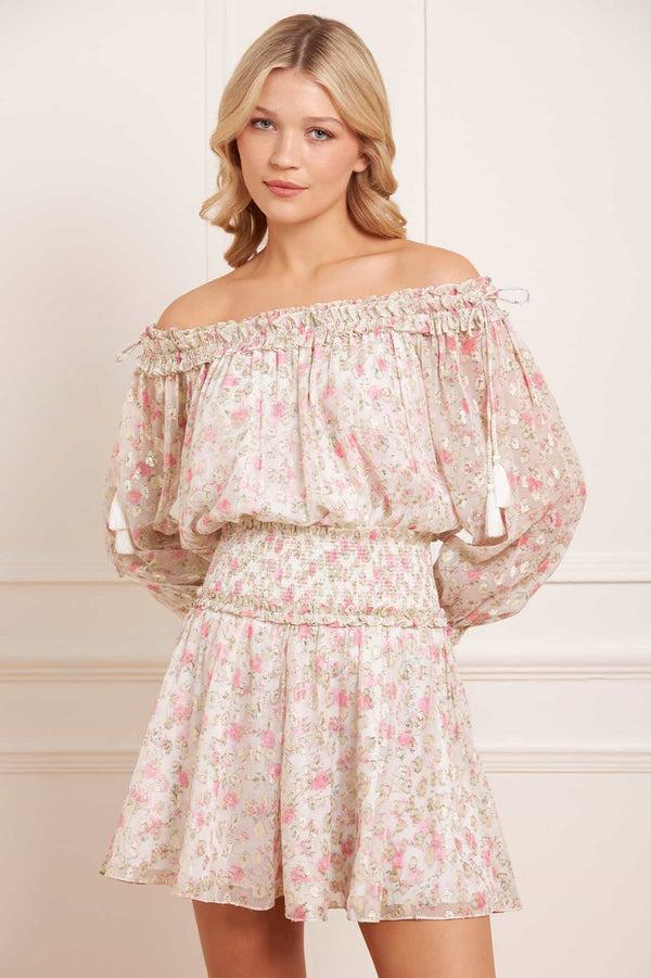 Needle & Thread Rose Ditsy Lurex Off-Shoulder Top