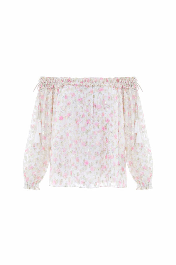 Needle & Thread Rose Ditsy Lurex Off-Shoulder Top