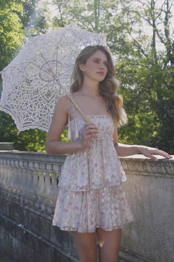 Needle & Thread Rose Ditsy Lurex Tie Top