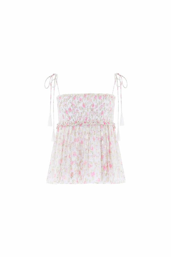 Needle & Thread Rose Ditsy Lurex Tie Top