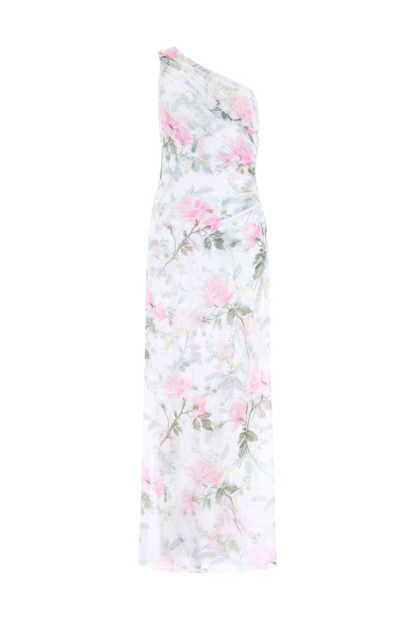 Needle & Thread Rose Draped One-Shoulder Ankle Gown