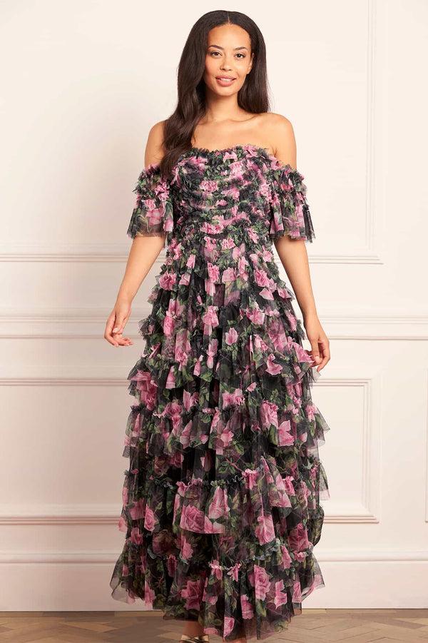 needle & thread Rose Vine Aviana Off-Shoulder Gown