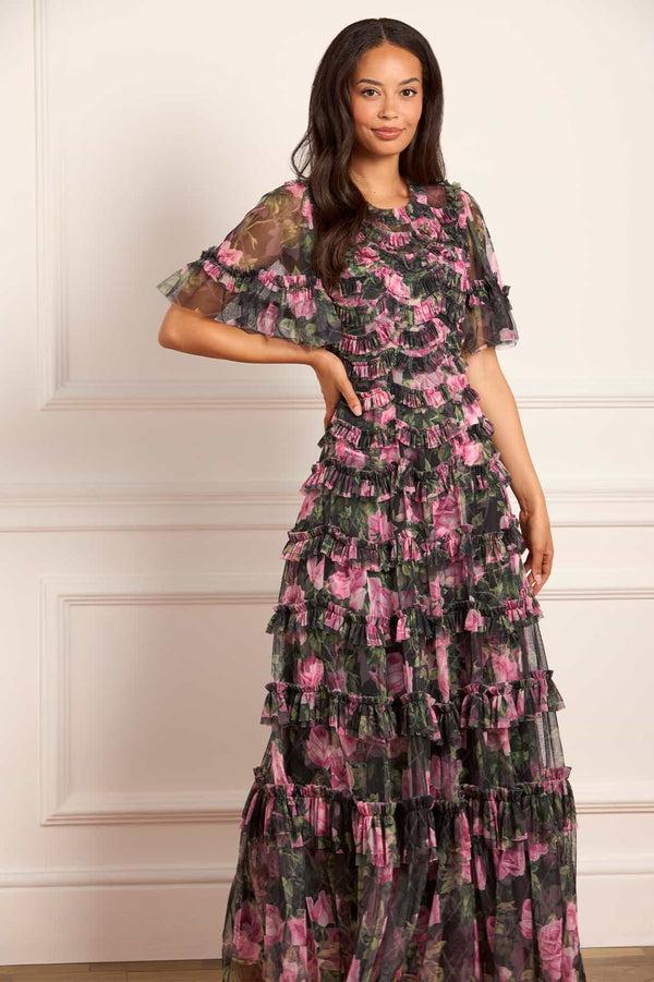 needle & thread Rose Vine Round Neck Gown