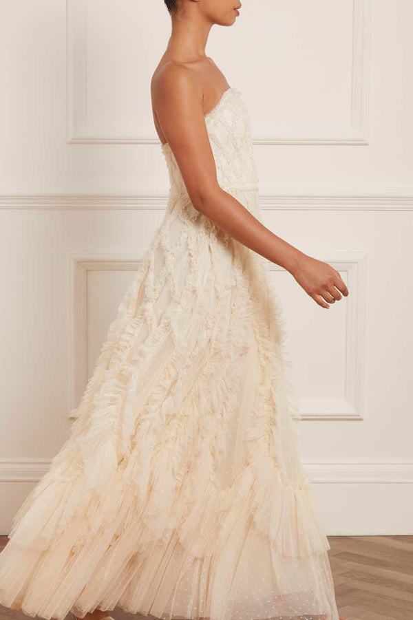 Needle & Thread Rosella Ruffle Strapless Gown