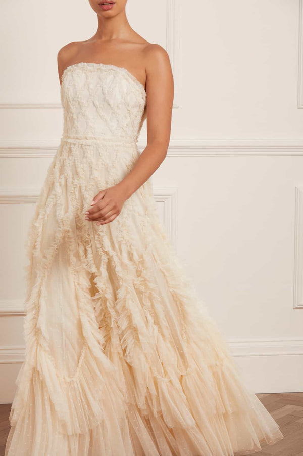 needle & thread Rosella Ruffle Strapless Gown