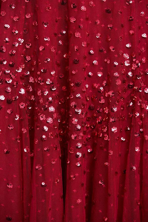 Needle & Thread Scallop Sequin Round Neck Ankle Gown