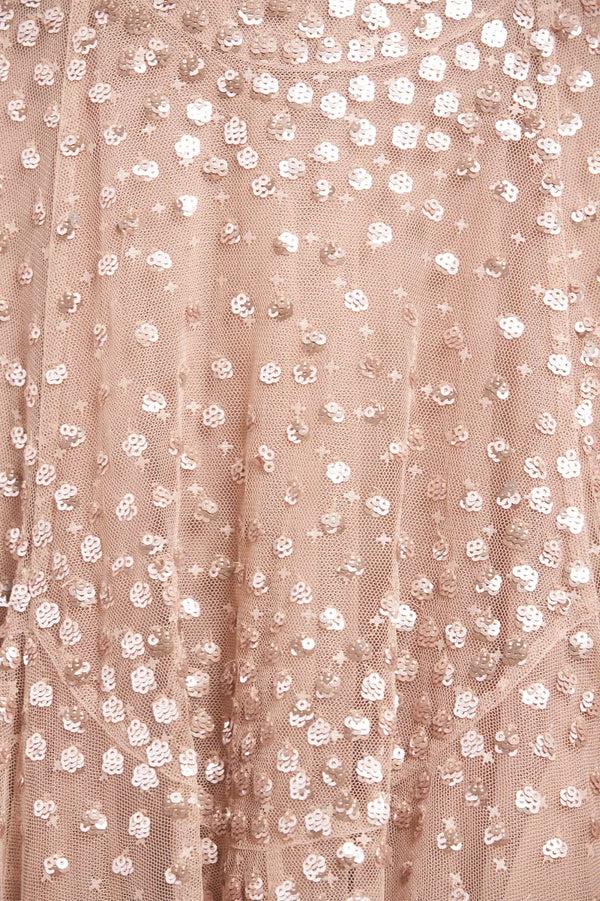 Needle & Thread Scallop Sequin Round Neck Ankle Gown