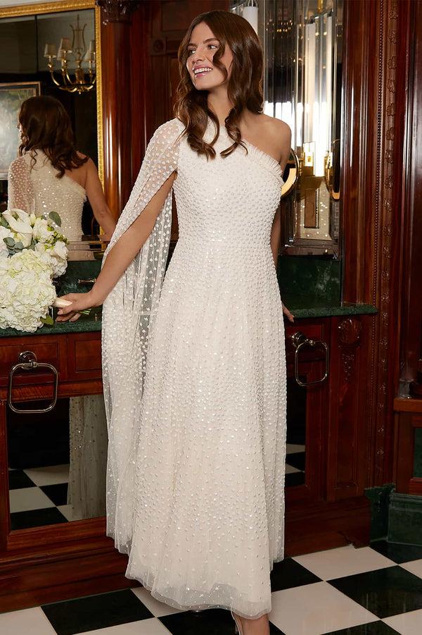 needle & thread Scatter Dot One-Shoulder Ankle Gown