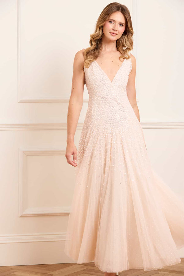 Needle & Thread Sequin Cascade Cami Plunge Gown