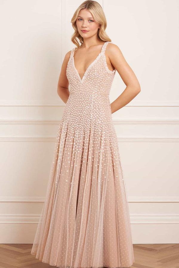 needle & thread Sequin Cascade Cami Plunge Gown