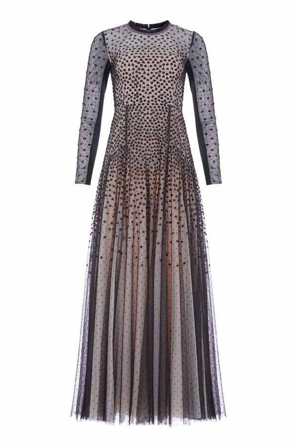 Needle & Thread Sequin Cascade Round Neck Gown