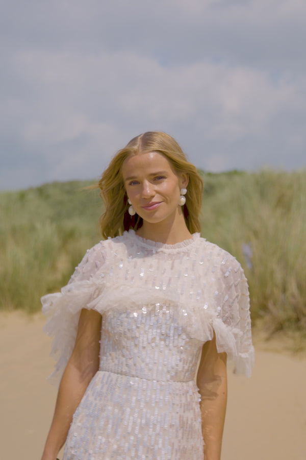 Needle & Thread Sequin Dash Cape Ankle Gown