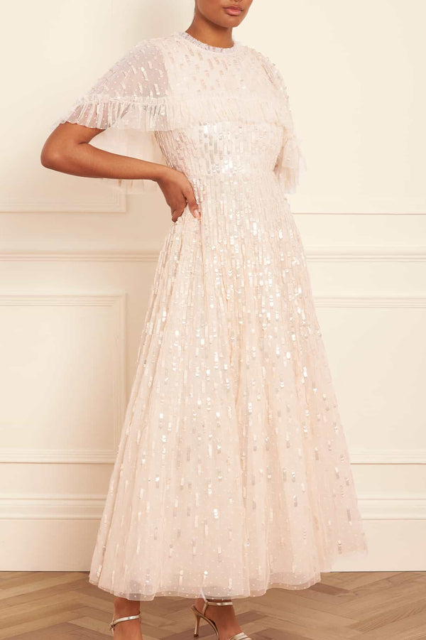 Needle & Thread Sequin Dash Cape Ankle Gown