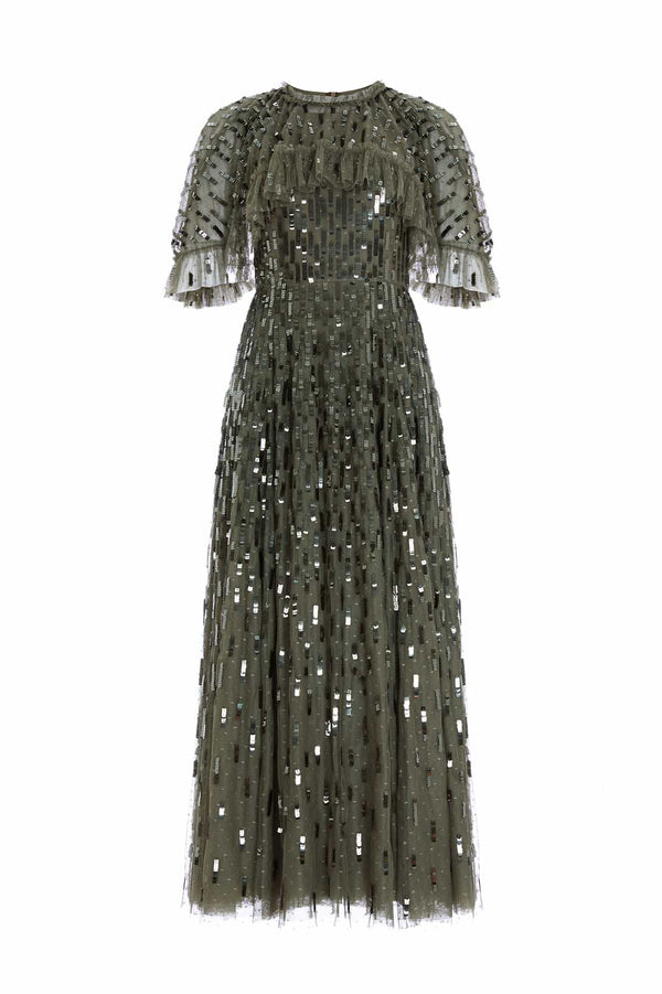 Needle & Thread Sequin Dash Cape Ankle Gown