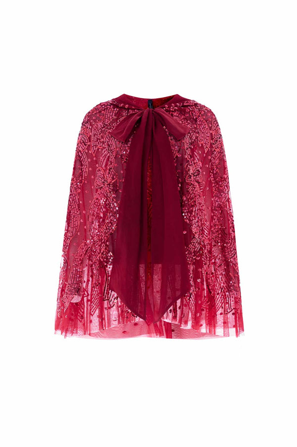 Needle & Thread Sequin Ribbon Hooded Cape