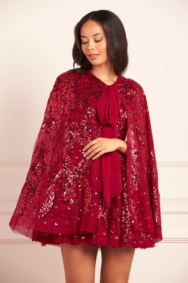needle & thread Sequin Ribbon Hooded Cape