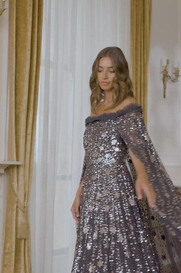 Needle & Thread Shooting Stars Cape Ankle Gown