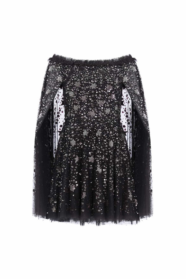 Needle & Thread Shooting Stars Cape Micro Mini Dress