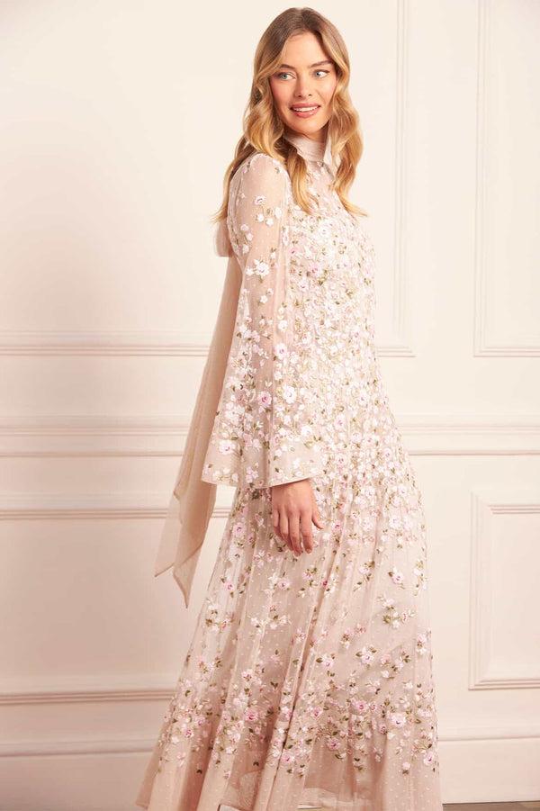 Needle & Thread Sylvia Rose Long Sleeve Ankle Gown