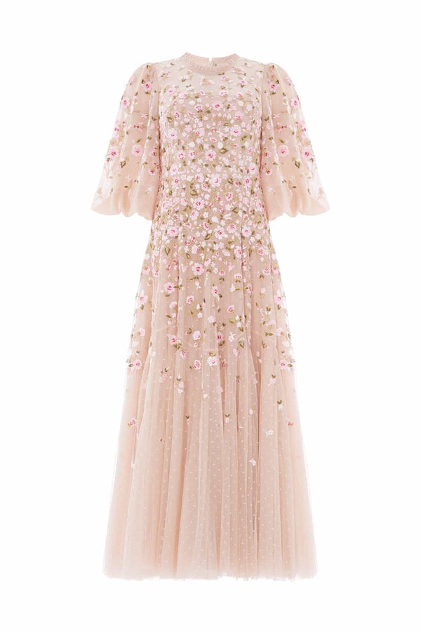 Needle & Thread Sylvia Rose Round Neck Ankle Gown