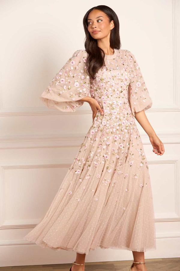 Needle & Thread Sylvia Rose Round Neck Ankle Gown