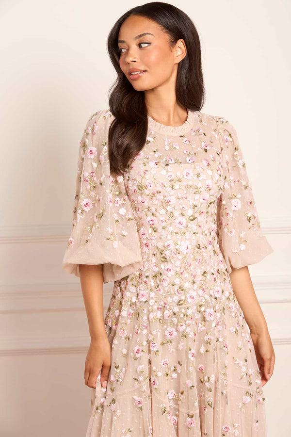 Needle & Thread Sylvia Rose Round Neck Ankle Gown