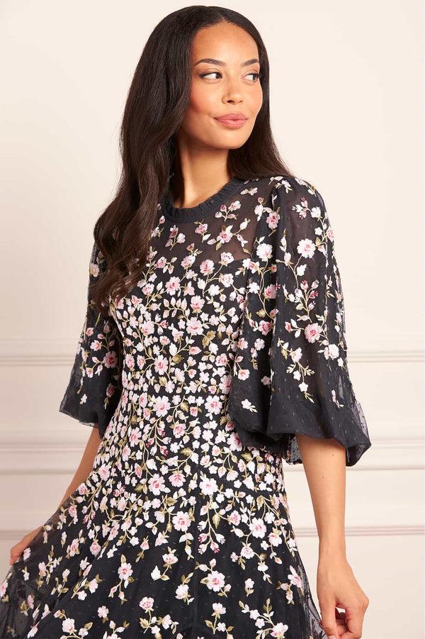 Needle & Thread Sylvia Rose Round Neck Ankle Gown