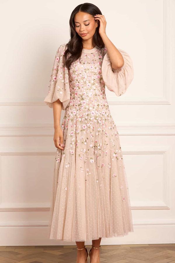 needle & thread Sylvia Rose Round Neck Ankle Gown