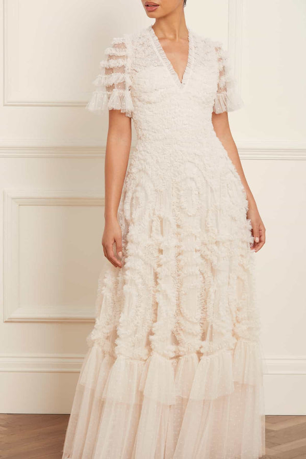 Needle & Thread Verity Ruffle V-Neck Gown