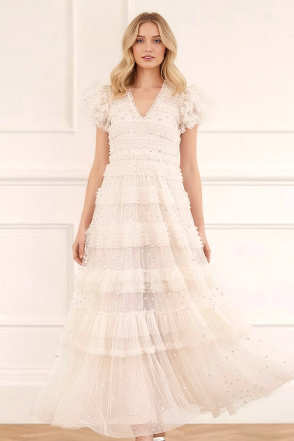 Needle & Thread Vivian V-Neck Gown