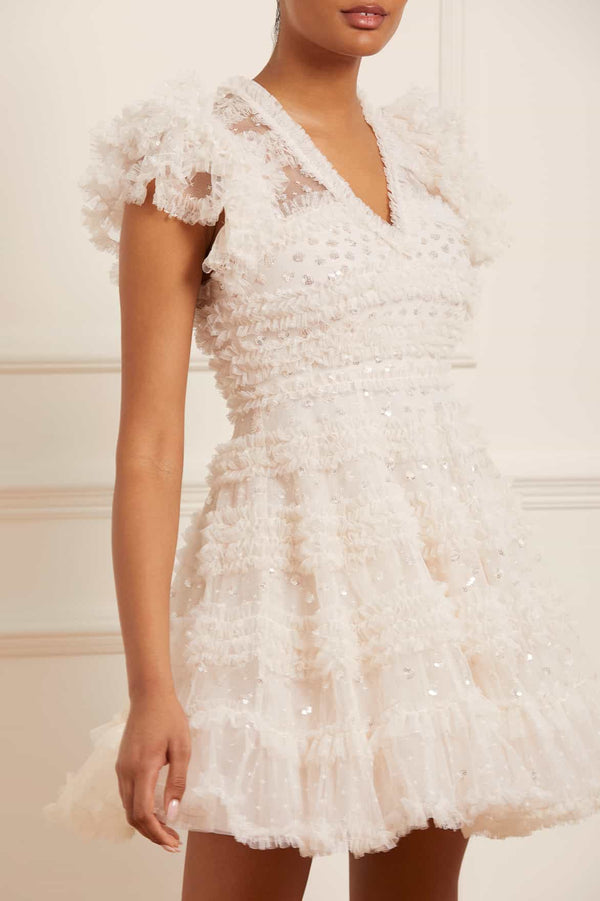 needle & thread Vivian V-Neck Micro Mini Dress