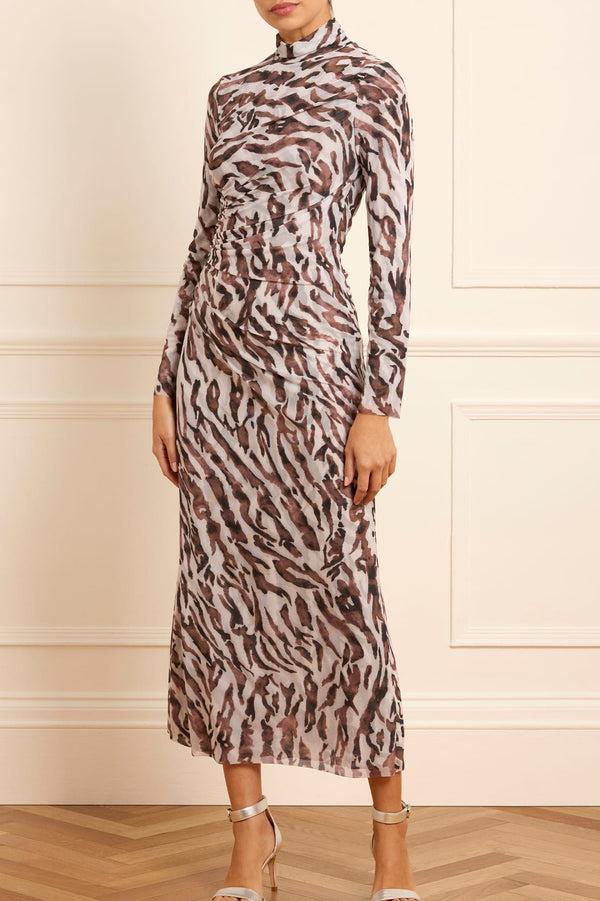 Needle & Thread Zebra Turtleneck Ankle Gown