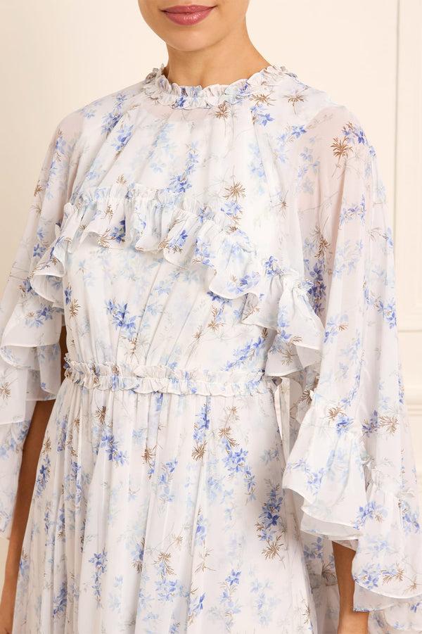 Needle & Thread Ophelia Ditsy Harper Chiffon Cape Ankle Gown