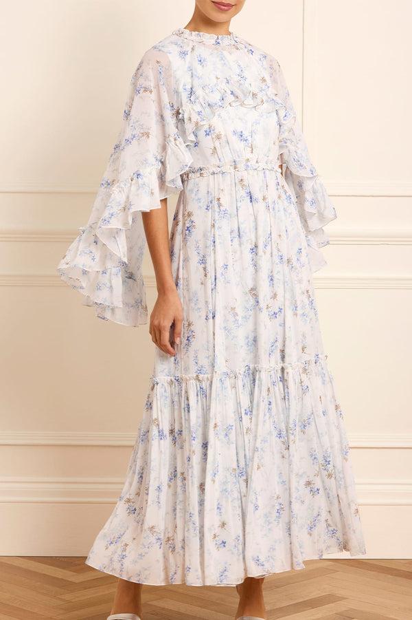 needle & thread Ophelia Ditsy Harper Chiffon Cape Ankle Gown