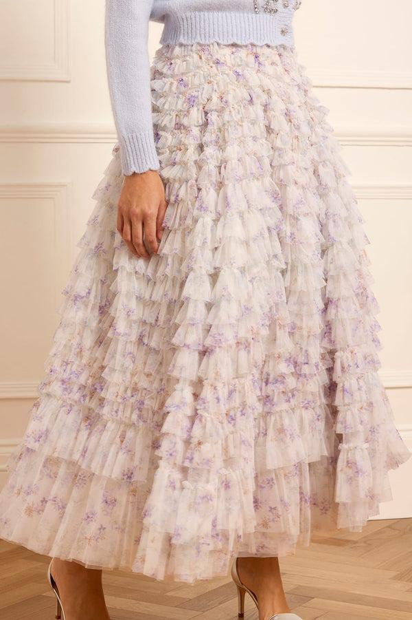 Needle & Thread Ophelia Ditsy Hattie Ruffle Ankle Skirt