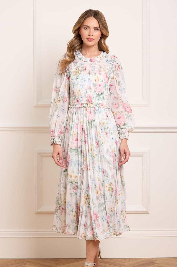 Needle & Thread Pompadour Garden Chiffon Smocked Ballerina Dress